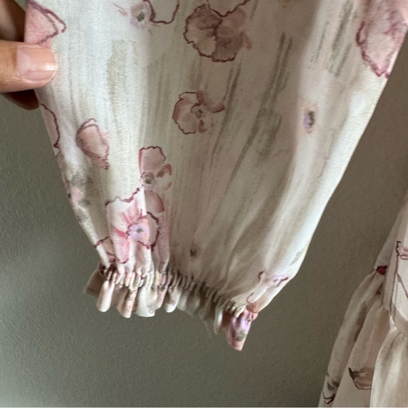 Aritzia Wilfred Floral Tempest Tiered Mini Smocked Dress size Small - Picture 6 of 11